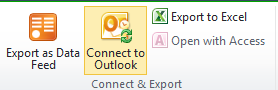 Connect to Outlook Ribbon Button