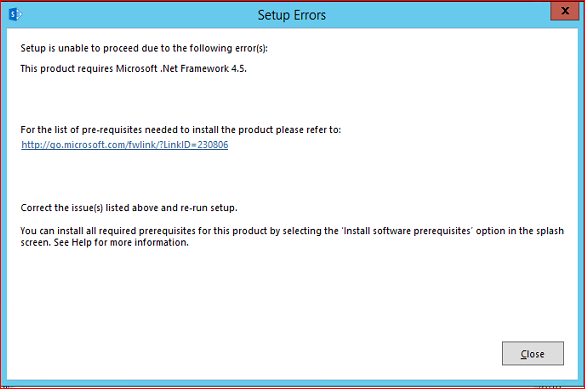 Net 4.6 error when installing SP2013